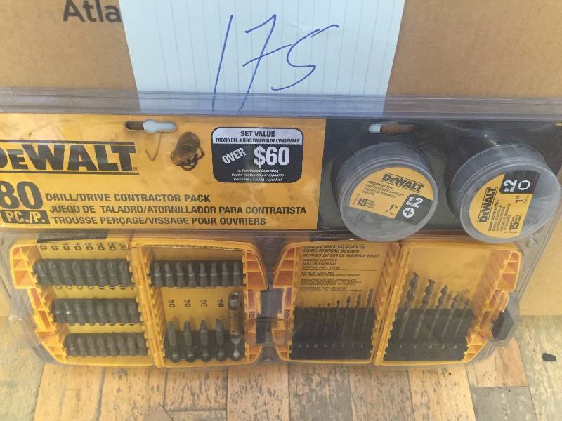 lot 175 image: Dewal 80 PC DrillDrive Contractor Pack New