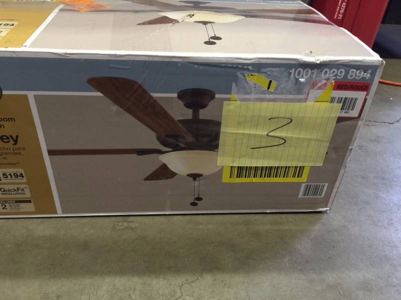 lot 3 image: Hampton Bay Rothley 52 in. Indoor Oil-Rubbed Bronze Ceiling Fan with Shatter Resistant Light Shade