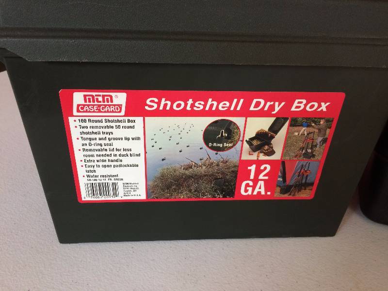 3 Ammo Cases - case gard 100 shotgun ammo box - MTM 100 Round 12 Gauge Shotshell Dry Box - lots of trays inside - like new