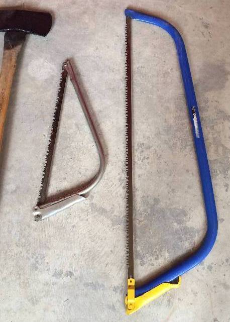WOW Antique & Modern Wood Working Lot - Antique Log Roller Cant Hook - Antique Double Bit Woodsmen Axe