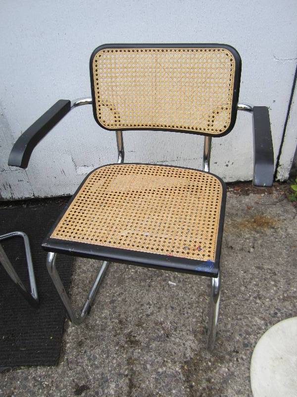 lot 38 image: Webbed seat, metal frame chair...
