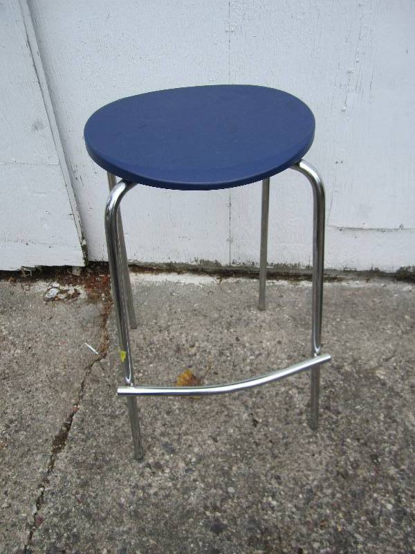 lot 42 image: Stool with blue plastic seat...