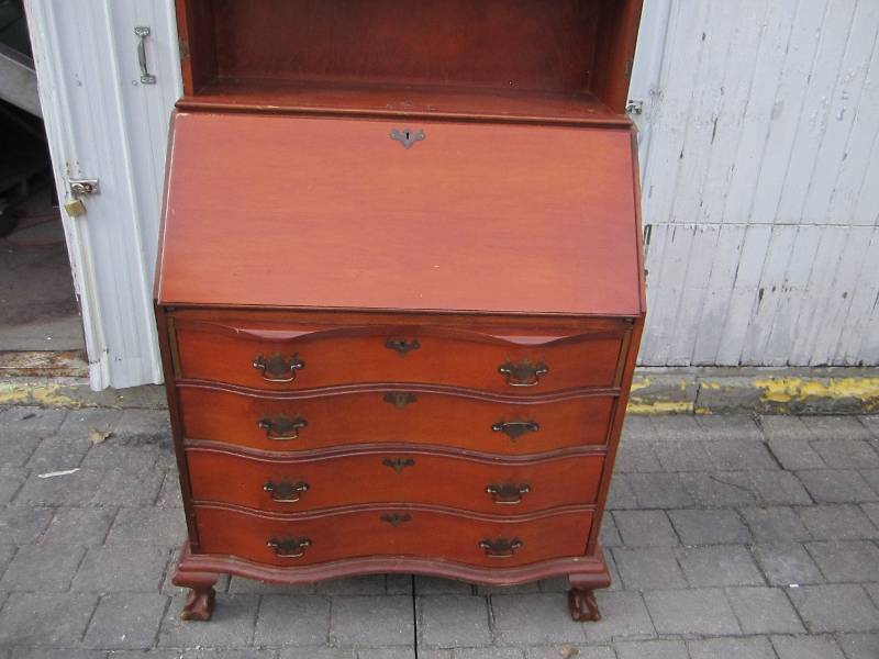 lot 1 image: Vintage wood buffet, 33 wide, 80 ...