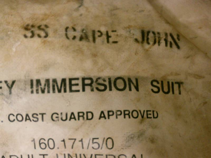 lot 26 image: Immersion Suit with gloves, from the SS Saint John