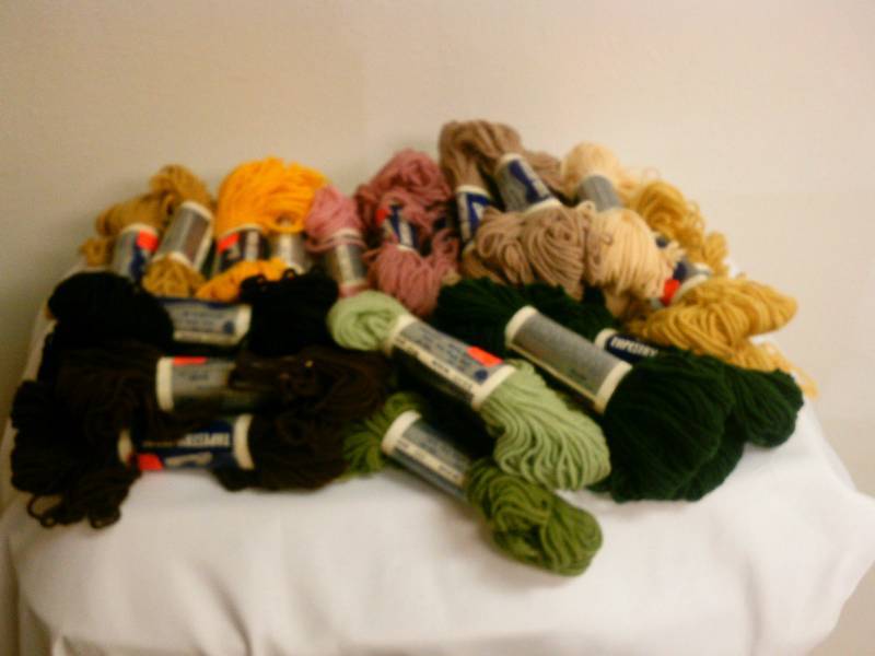 lot 109 image: Tapestry Skeins Crewel Needle Craft Wool Yarn Bucilla 100% Virgin wool Colors LOT of 24