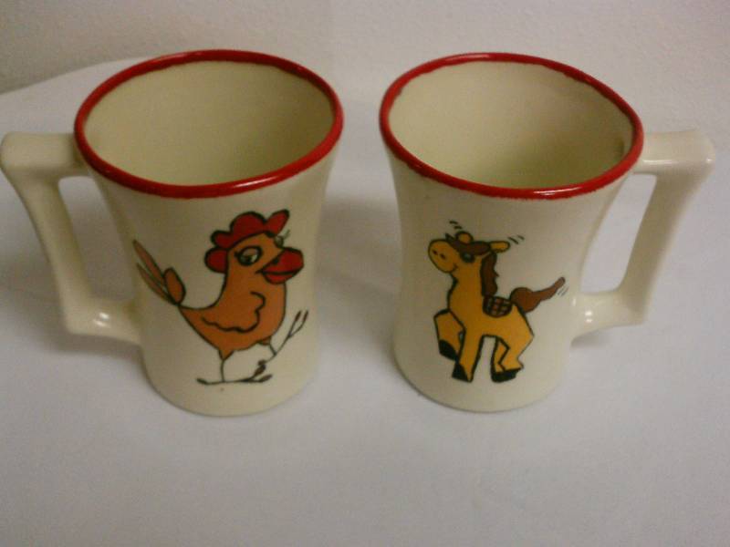 lot 126 image: Coffee Mugs,vintage, Rooster, Horse