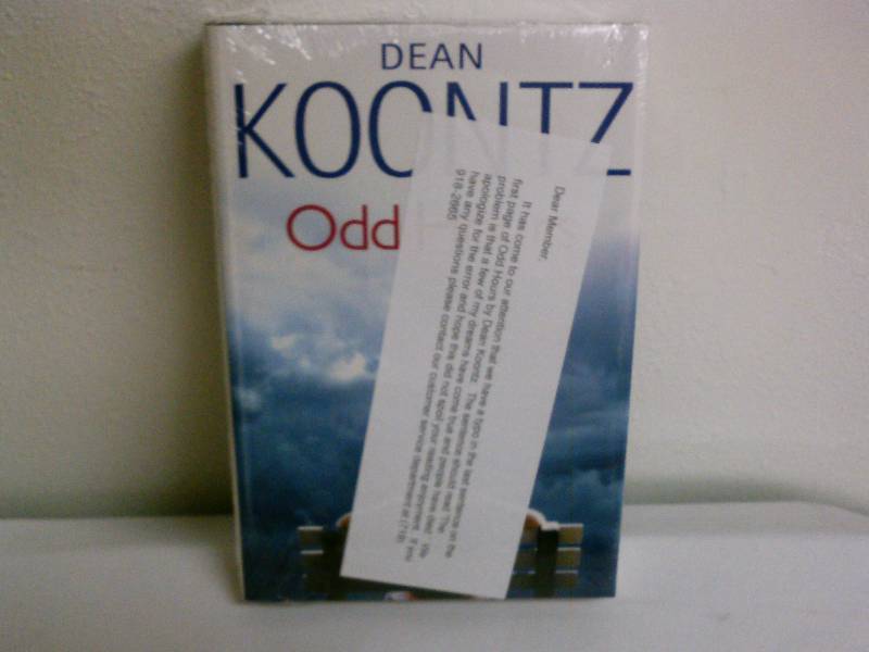 lot 203 image: Dean Koontz, Odd Hours with printed Typo