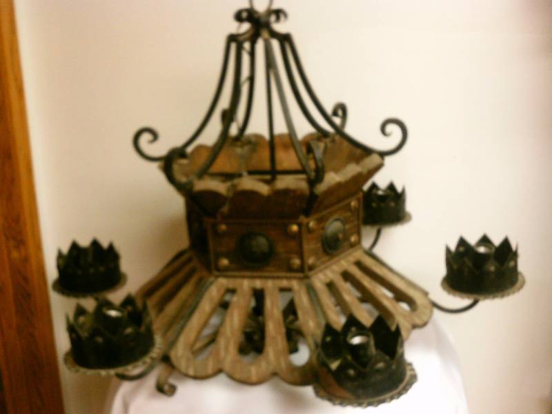 lot 214 image: Vintage hexagon, up light, Chandelier, 32 across