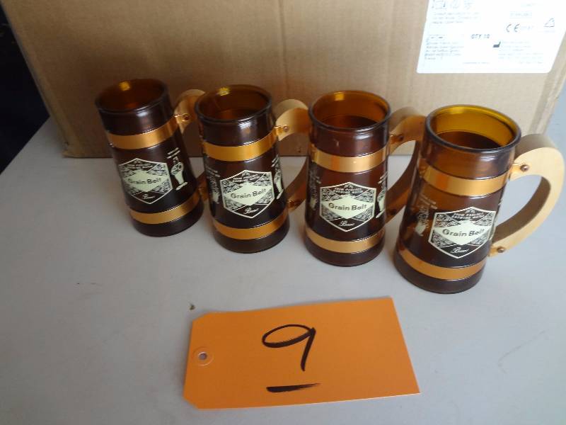lot 9 image: (4) Grain Belt Wood Handled Mugs