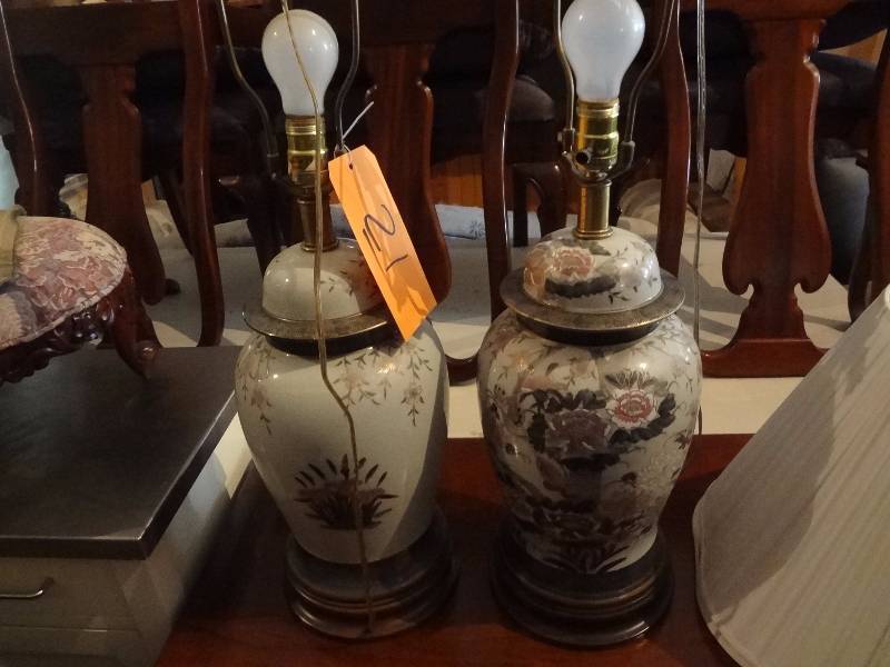 lot 21 image: Pair Oriental Styled Lamps
