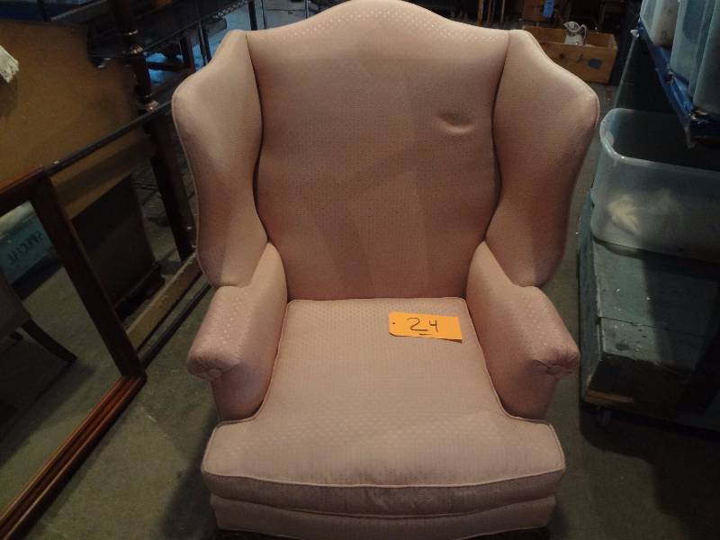 lot 24 image: Pink Wing Back Chair