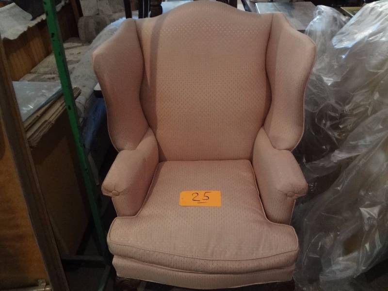 lot 25 image: Pink Wing Back Chair