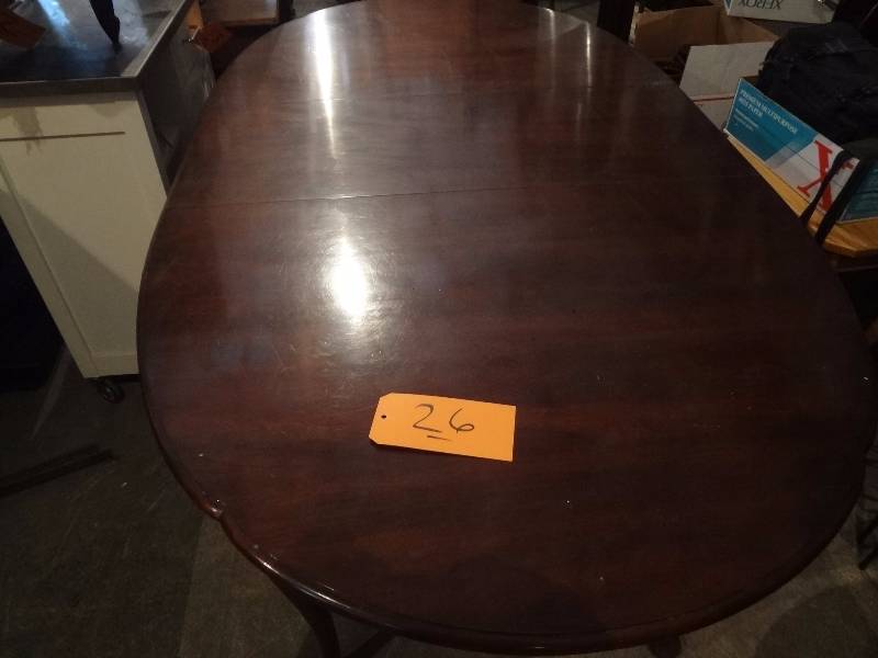lot 26 image: Custom Cherry Wood Dining Table wleaf