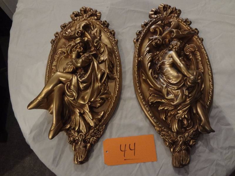 lot 44 image: Two Gold Plaster Wall Hangings