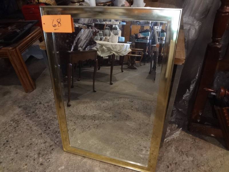 lot 68 image: Large Beveled, Gold Framed Mirror, heavy