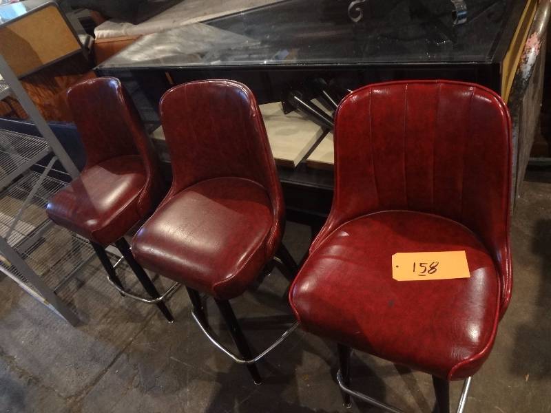 lot 158 image: Three Red Bar stools
