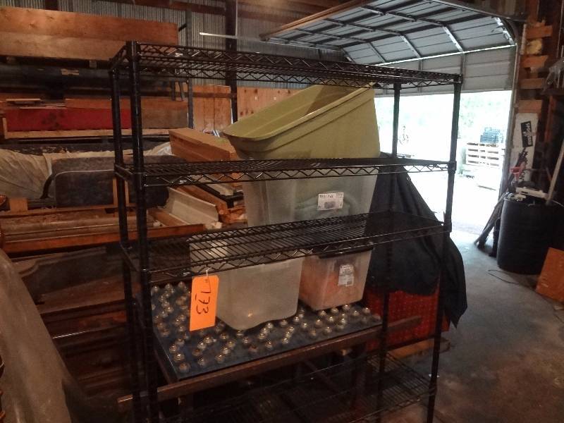 lot 173 image: Tall Black MetalWire rack