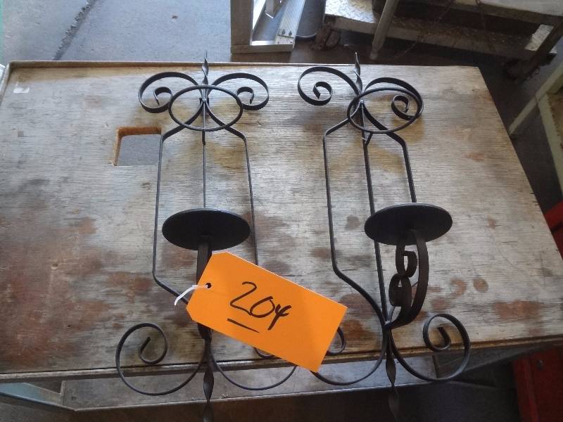 lot 204 image: Pair Metal Sconces
