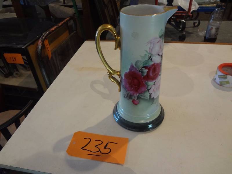 lot 235 image: Large  Painted Antique Pitcher