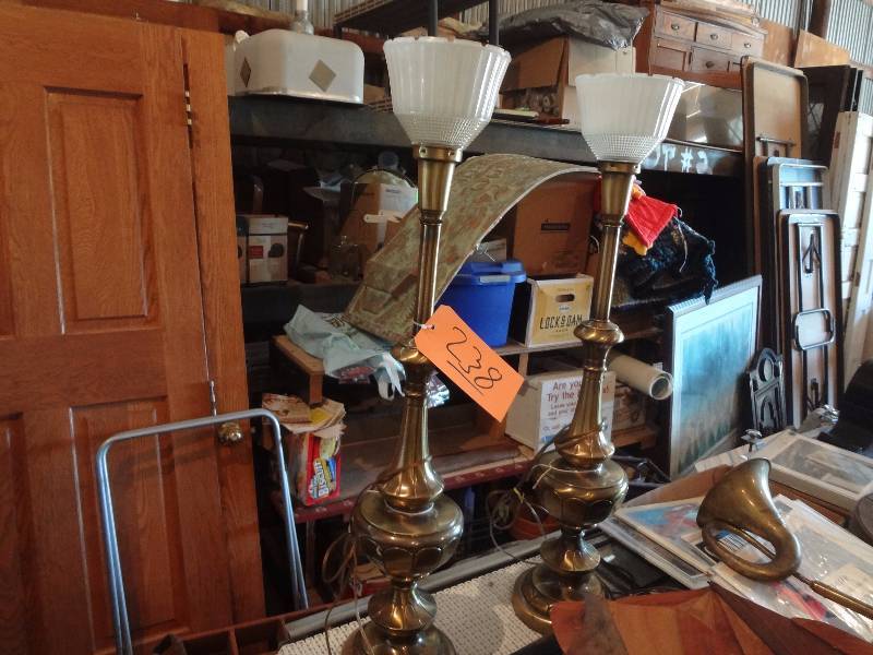lot 238 image: Large Brass Lamps