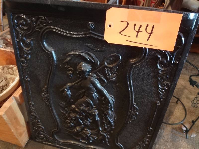 lot 244 image: Antique Cast Fire PlaceHearth Panel