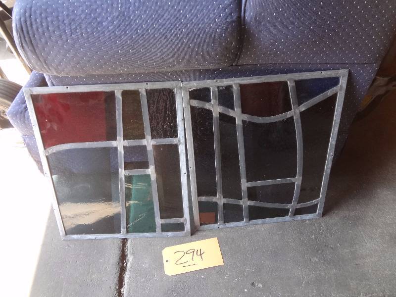 lot 294 image: Pair Stained Glass Panels