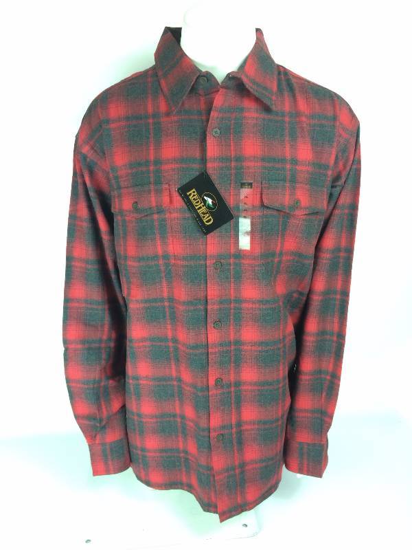 RedHead Ultimate Flannel Button Up Shirt - Red/Charcoal - Large ...