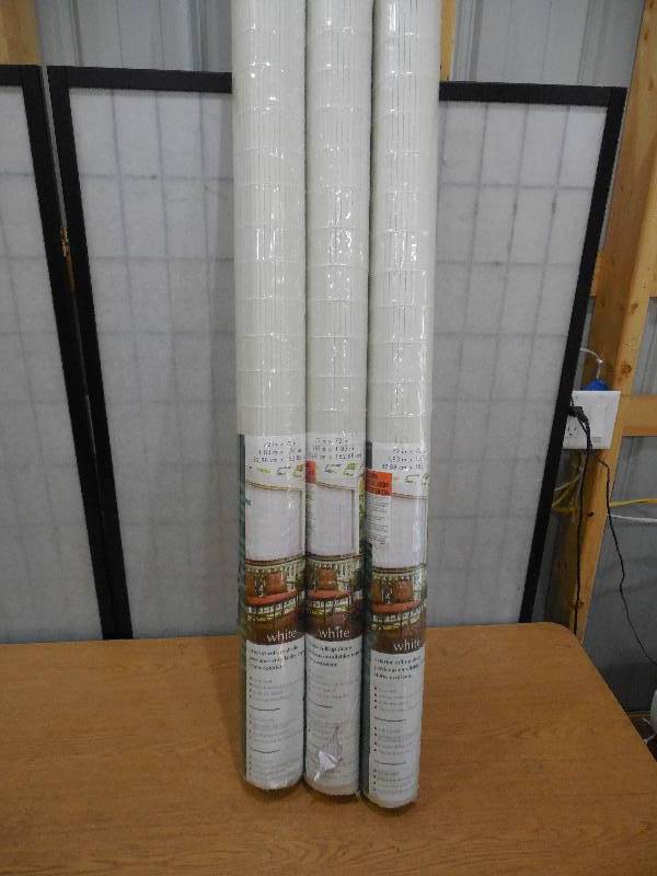 (2) Lewis Hyman White 14 Oval Vinyl Pvc Rollup Blinds. 72 W X 72 L