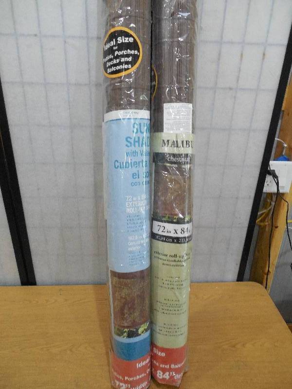 (2) Chestnut Exterior Roll Up Patio Sun Shade with Valance - 72 in. W x 84 in. L