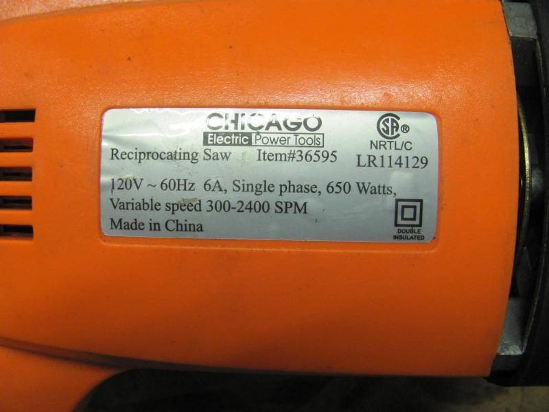 lot 42 image: Chicago Reciprocating Saw