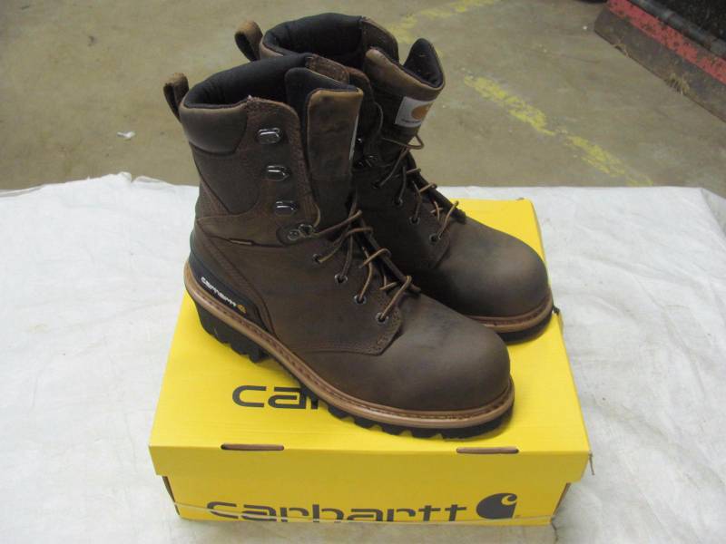 lot 222 image: Carhartt 8 Mens Composite Steel Toe Logger Boots Size 9