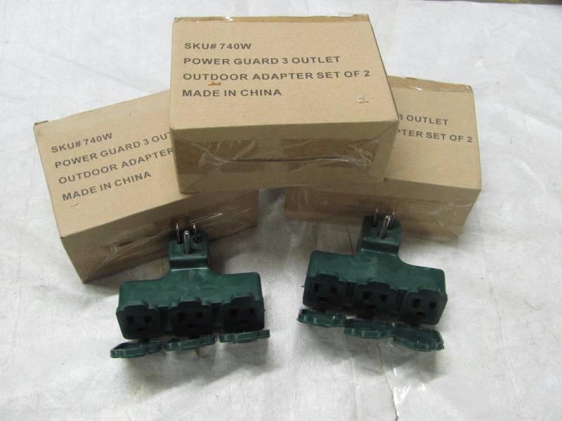 lot 240 image: Lot of 6 Brand New Power Guard 3 Outlet Outdoor Adapters