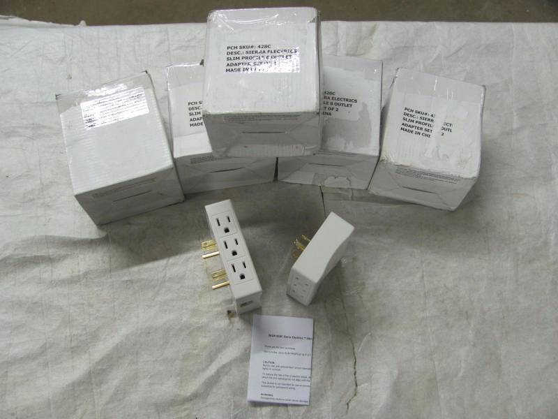 lot 244 image: Lot of 10 Brand New Sierra Electrics Slim Profile 6 Outlet Adapters