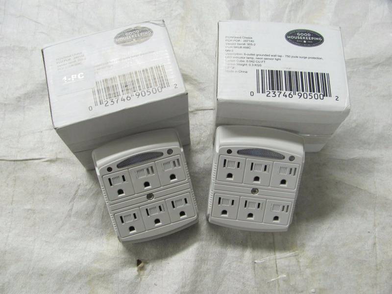 lot 245 image: Lot of Four Brand New 6-Outlet Grounded Wall Taps