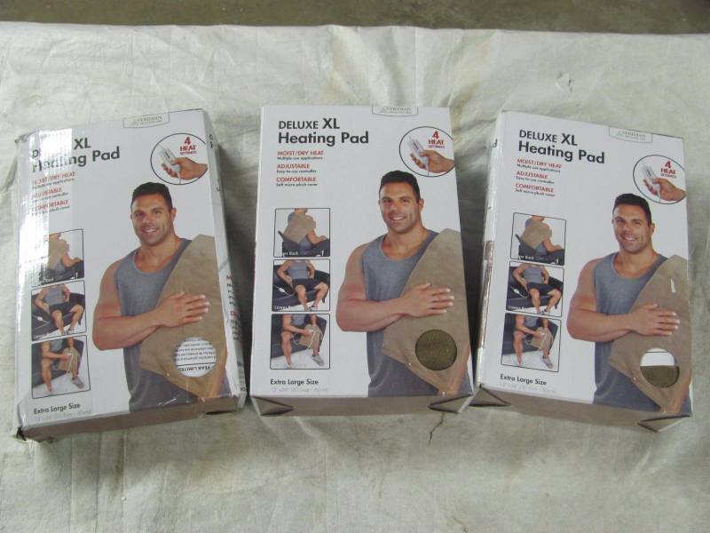 lot 255 image: Lot of 3 Brand New Veridian Healthcare Deluxe MoistDry Heating Pads