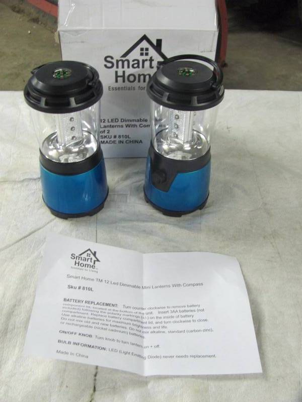 lot 265 image: Lot of 2 Brand New LED Dimmable Mini Lanterns with Built In Compass