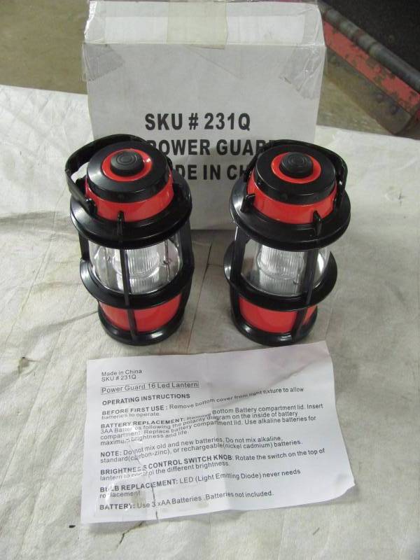 lot 266 image: Lot of 2 Brand New Power Guard 16 LED Lanterns