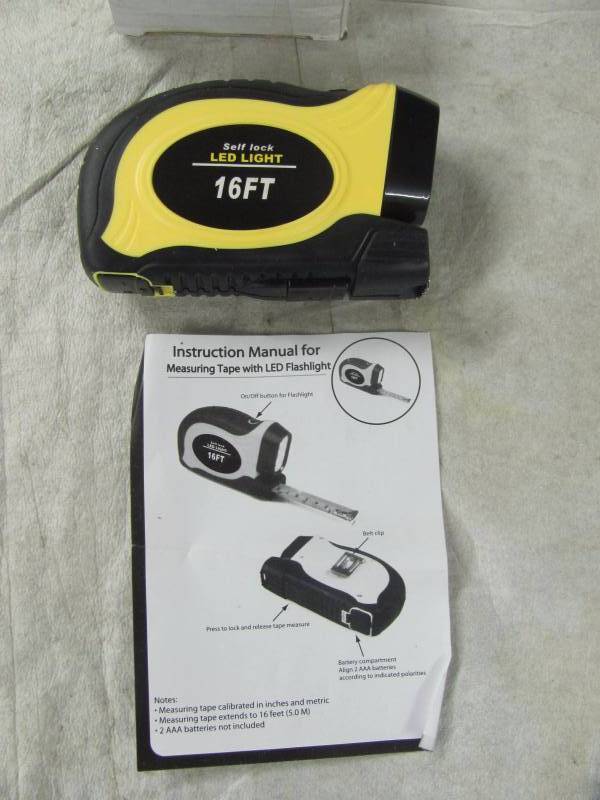 lot 267 image: Brand New 16 2 in 1 LED FlashlightMeasuring Tape