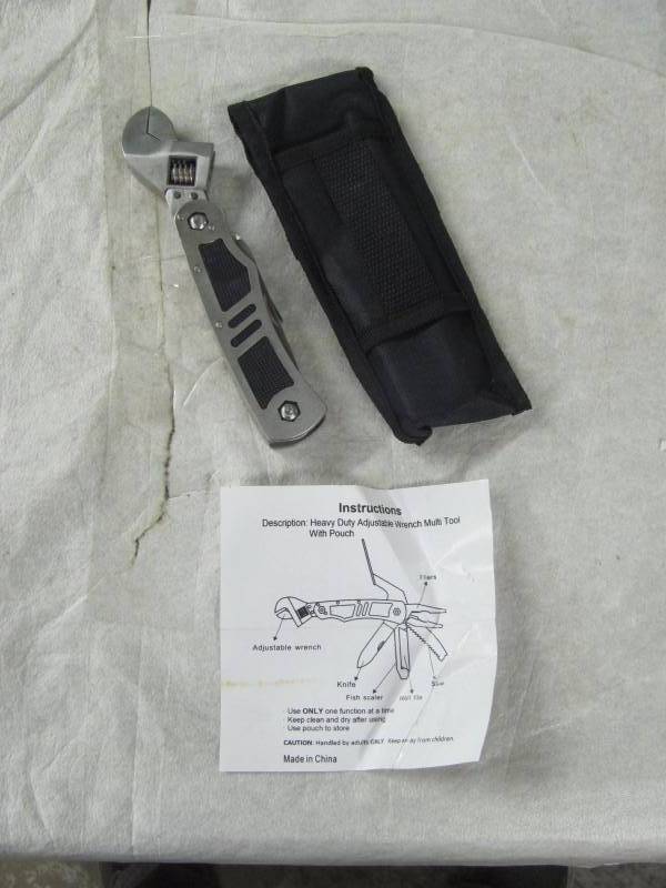 lot 295 image: Brand New Heavy Duty Adjustable Multi Tool Wrench with Pouch