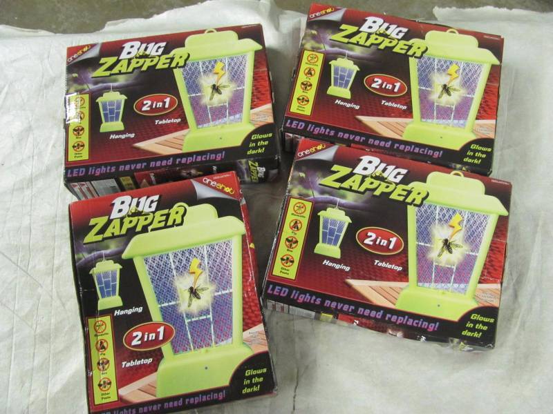 lot 310 image: Lot of 4 Brand New OneShot 2 in 1 Decorative Lantern Bug Zappers