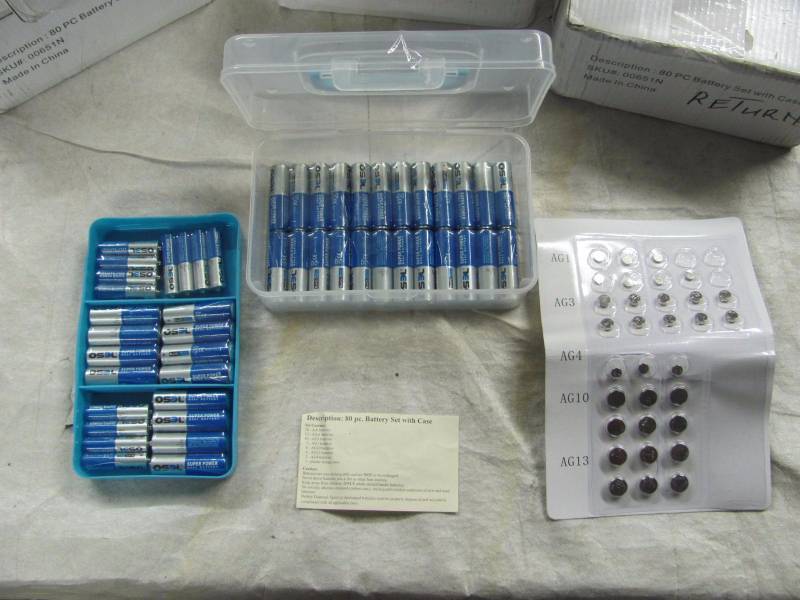 lot 314 image: Brand New Lot of Six 80 Piece Battery Sets with Storage Cases