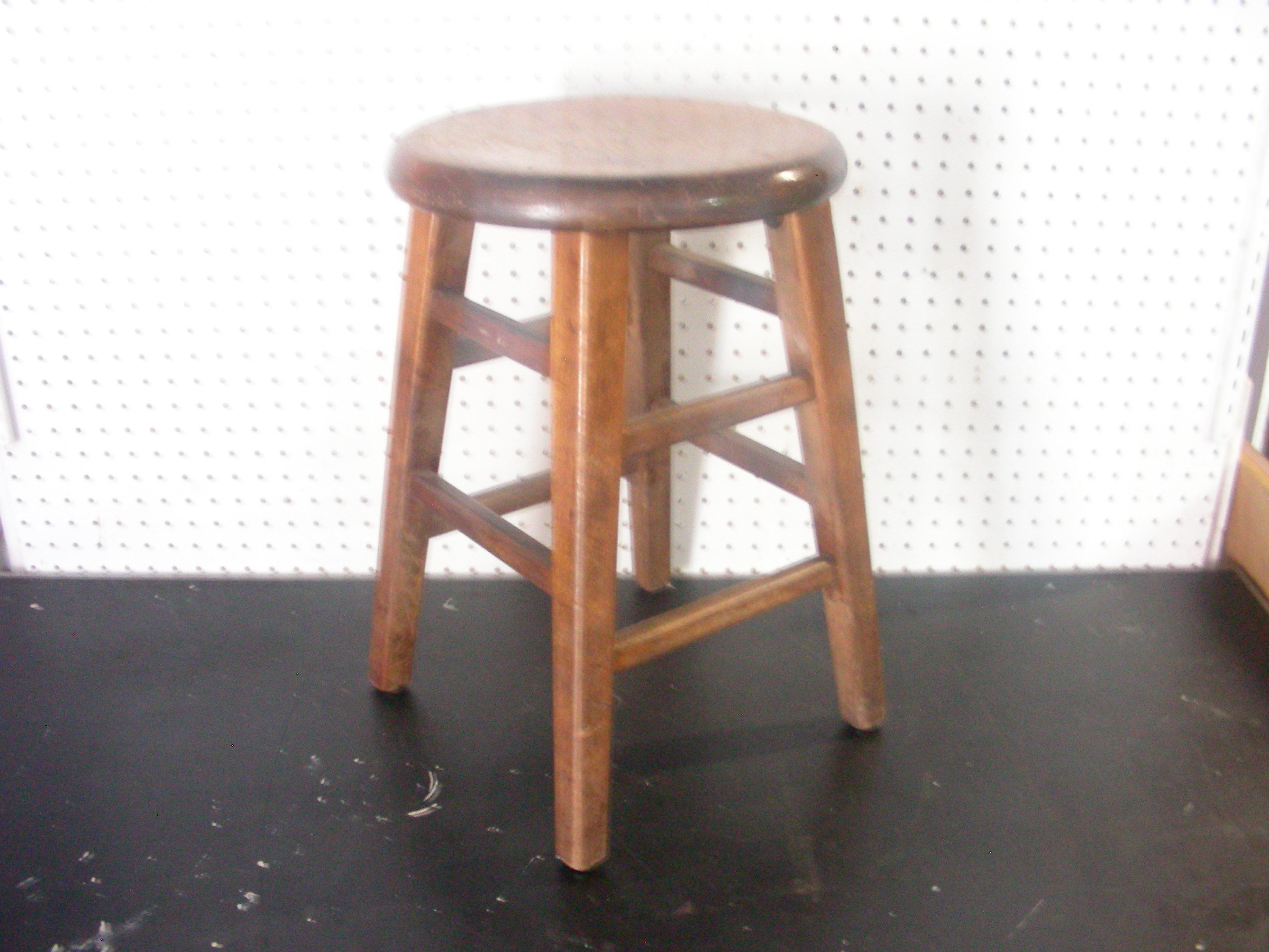 lot 12 image: Vintage HEAVY Solid Wood Board of Eduction Dunce Stool