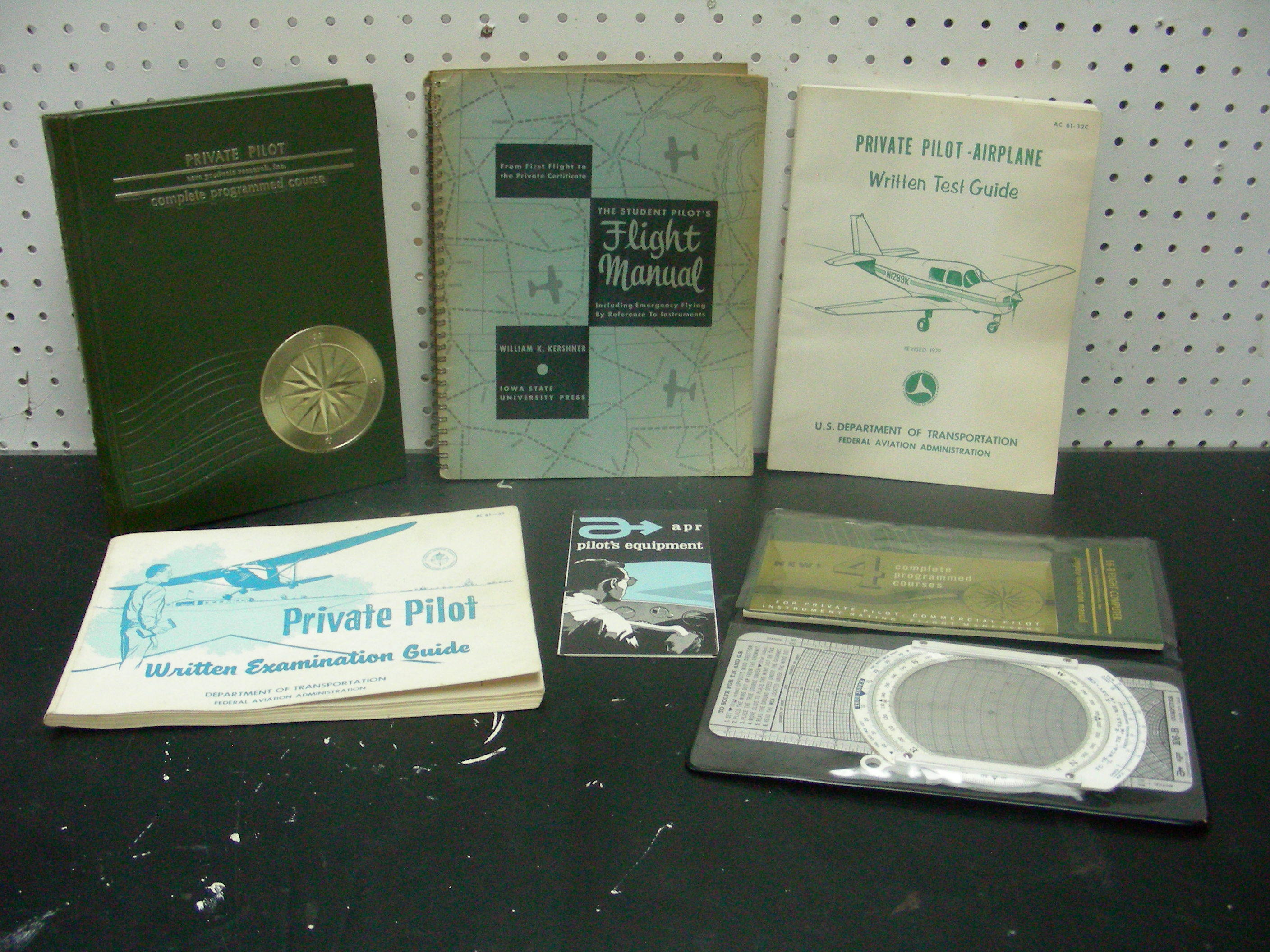 lot 27 image: Vintage E6-B Flight Computer, Private Pilot Manuals, Course Books, etc.