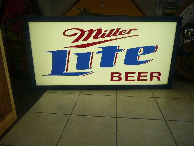 lot 2 image: CUSTOM MADE For The Exterior Of A Bar -MILLER LITE BAR SIGN (INTERIOREXTERIOR) APPROX 49IN WIDE BY 24IN HIGH 9IN DEEP