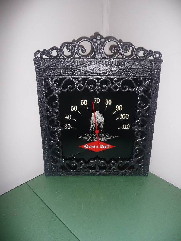 lot 10 image: VINTAGE GRAIN BELT THERMOMETER