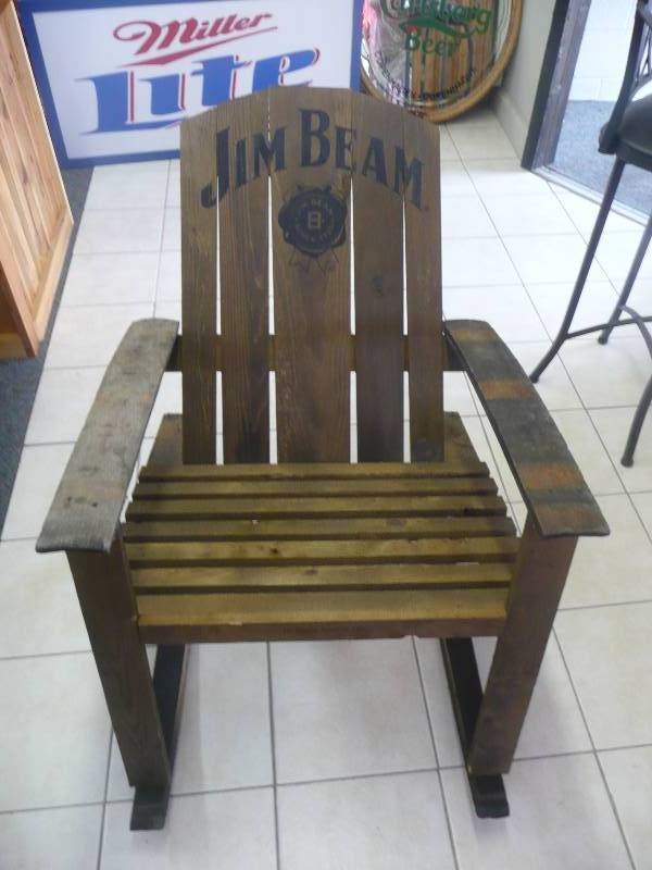 lot 35 image: Jim Beam Rocking Chair - For Display - Could Easily Be Re enforced To Regular Sitting Chair