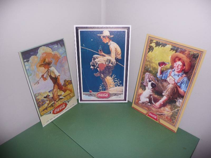 lot 46 image: 3 Vintage Coke Signs - Very Good Condition