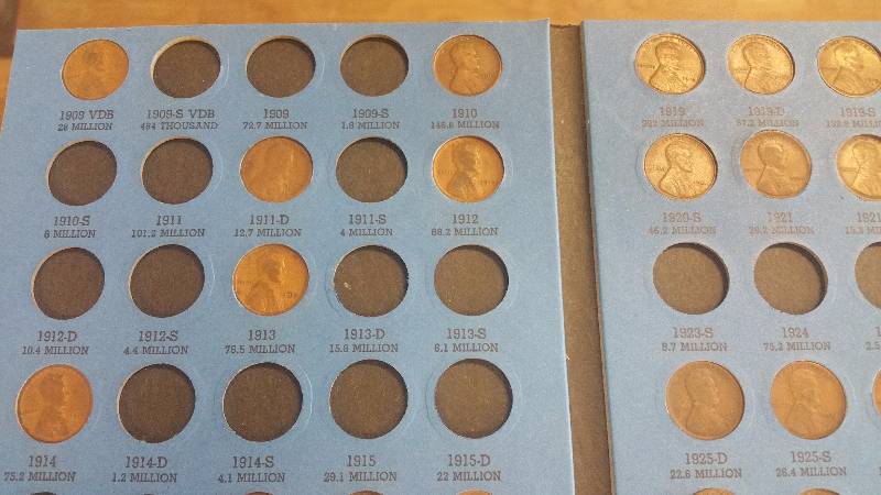 GROUP OF 57 WHEAT CENTS IN WHITMAN BOOK
