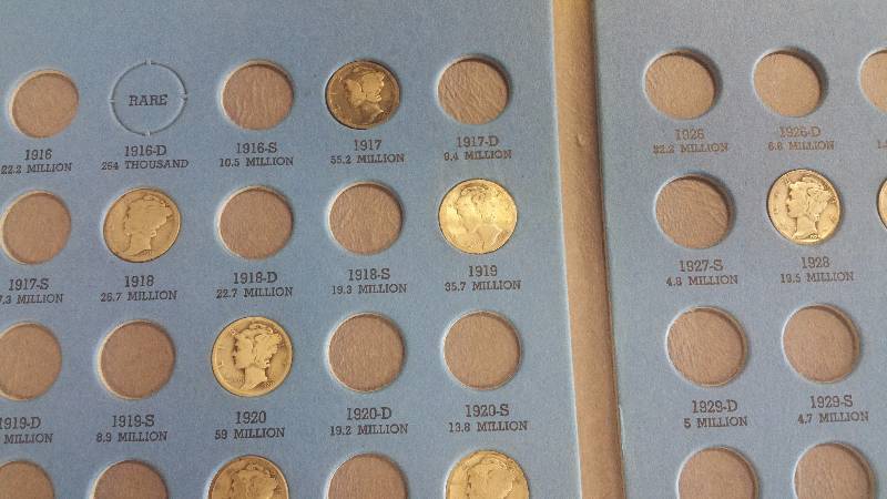 GROUP OF 41 SILVER MERCURY DIMES IN WHITMAN BOOK