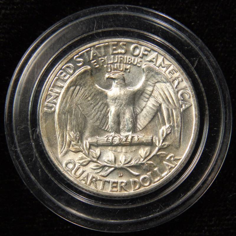 1964-D WASHINGTON SILVER QUARTER BU UNC IN AIRTITE HOLDER
